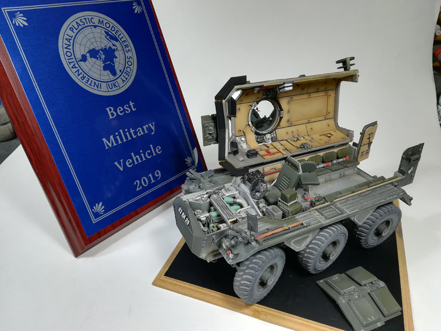 This image is a photograph of Nick Shuttleworth's award winning work of the KFS Alvis Saracen Kit, winning the Military Vehicles category at the UK Nationals in 2019.