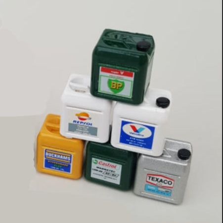 Collection of various oil containers