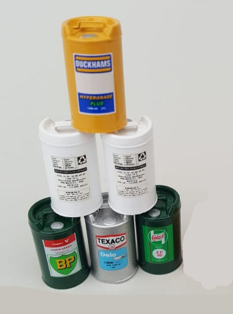 Collection of various oil containers