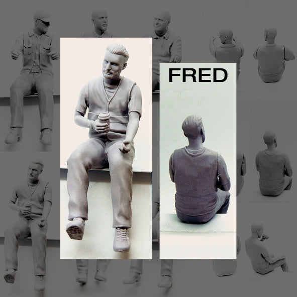Seated Male Figures - 1/24th Scale (75mm Scale) - KFS-362-370